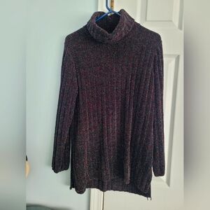 Pierre Cardin Black Turtleneck Sweater with Ribbed Texture